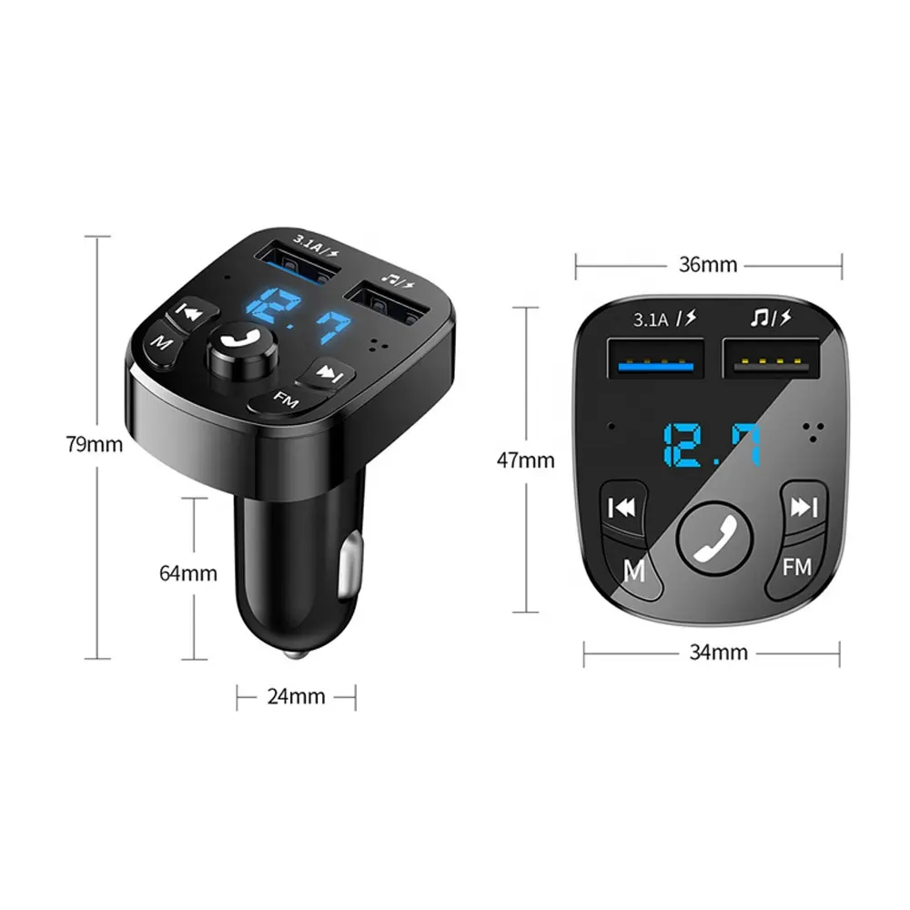 Car BTooth 5.0 FM Transmitter Wireless Handsfree Audio Receiver Auto MP3 Player 2.1A Dual USB Fast Charger Car Accessories