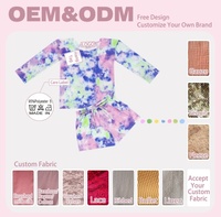 Ensemble deux pièces pour petite fille, imprimé personnalisé, tenue décontractée, t-shirt à manches longues tie-dye, short à taille élastique avec cordon de serrage