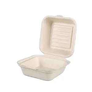 Environmentally friendly sugarcane bagasse food container white natural color disposable sugarcane bagasse plates