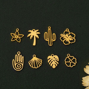 Olivia - Dije de Acero Inoxidable con Baño de Oro de 18k, Diseño de Árbol de Coco, Flor, Concha, Hoja, Cactus, para Hacer Joyas - Product Image 2