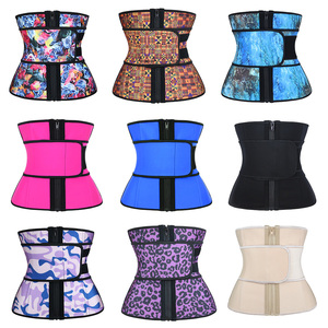NANBIN Pink Leopard Double Straps Latex <strong>Waist</strong> <strong>Trainer</strong> <strong>Women</strong> Plus Size Tummy Tucker Body Shaper Fitness Girdle Corset - Product Image 6