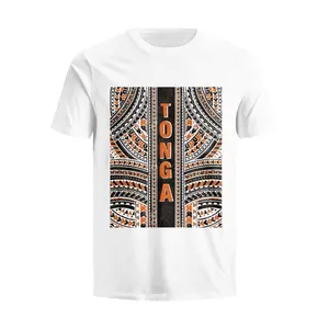 Wholesale Polynesian Tongan Island Print Cotton Man T-shirt, 100% Cotton Mid weight Men's Crewneck Tee, Classic T-shirts for Men