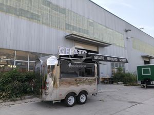 Nouvelle remorque de nourriture en acier inoxydable rétro construit en usine cuisine mobile Boba boutique camion de nourriture présentoir de comptoir en verre - Product Image 4
