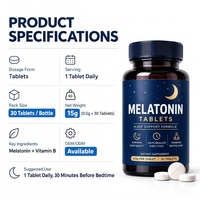 Comprimés de mélatonine, complément alimentaire pour le sommeil avec vitamine B, fabricant OEM ODM, étiquette privée