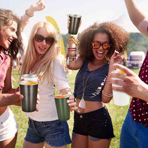 Rts 12 cái màu đen biểu tượng tùy chỉnh <span class=keywords><strong>450ml</strong></span> bức tường duy nhất thép không gỉ bột tráng bia cốc cà phê di động uống ly - Product Image 6