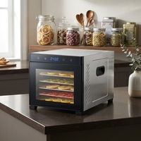 6-bakjes roestvrijstalen voedseldroger BPA-vrij met digitale timer voor fruit, groenten, vlees en jerky, met FDA LFGB certificering