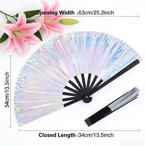 Éventail pliant en plastique personnalisé pour mariage et fête, en <span class=keywords><strong>film</strong></span> PVC laser disco - Product Image 4