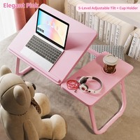 Bureau portable pliable réglable en hauteur pour ordinateur portable, table de lit en bois pour la maison, le bureau, la chambre, l'étude, le travail, le canapé