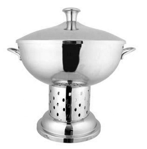 Recipiente circular plateado para calentar alimentos con función de inyección de vapor para exhibiciones tipo buffet, control manual de temperatura. - Product Image 1