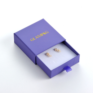 Custom Gold Foil Logo Sliding Drawer Paper Jewelry <b>Box</b> with White Foam Insert for Pendant Ring <b>Earrings</b> Necklace - Product Image 2