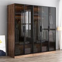 Armoire de rangement personnalisée en bois massif avec portes en verre trempé