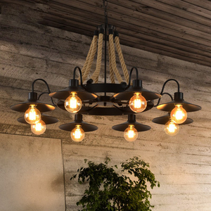 Gold Stainless Steel Chandelier <b>Rope</b> Design E26 Bulb Base 3500K Warm Light <b>LED</b> Adjustable Height Farmhouse Style Pendant Lamp - Product Image 5