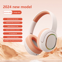 Headphone Gaming nirkabel, headphone terpasang di kepala dengan mikrofon lampu LED bercahaya, Headset e-sport Gaming kartu TF