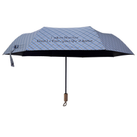 Petit parapluie manuel pour adultes, manche en bois, gravure laser du logo, pliable, motif écossais, protection UV, cadeau, style coréen