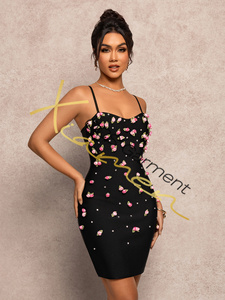 MF ชุดเดรสสั้นสำหรับผู้หญิงเดรสลำลองพิมพ์ลายดอกไม้ระบายอากาศเอวธรรมชาติแขนกุดสีดำแขนกุดฤดูร้อน - Product Image 6