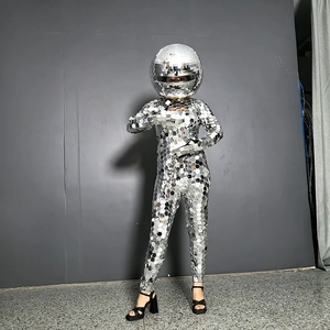 Kadın dar yüz maskesi gümüş yansıtıcı ayna yüzey ayna şeklinde kask partiler için parti Favor - Product Image 4