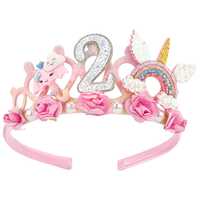 Serre-tête en plastique fait main SuPoo pour enfant de 2 ans - Couronne de fleurs, diadème de princesse pour filles, décorations mignonnes pour fête d'anniversaire