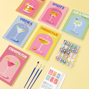 6 pezzi, mini vernice per bevande estive fai da te con set di numeri, pittura appesa per decorazioni artistiche e artigianali del soggiorno - Product Image 1