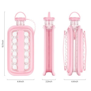 Bouteille à glaçons portable et pliable 2-en-1 en plastique avec couvercle, moule à glaçons en forme de grille pour la maison - Product Image 3