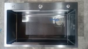 อ่างล้างจานทำจากสเตนเลสสตีลทำมือพร้อมก๊อกน้ำแบบดึงออกได้หรูหรานาโนสีดำมัลติฟังก์ชันยอดนิยม - Product Image 5