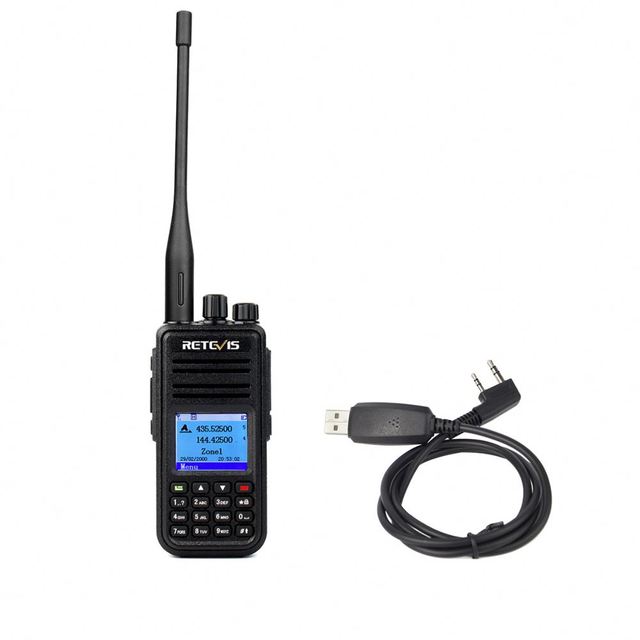 Retevis RT3S Dual Band Uhf Vhf DMR Digital Walkie Talkie DCDM TDMA Two Way Ham Radio Digital Vision Receiver+Programming Cable