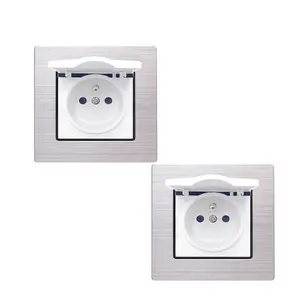 High quality white mantel brushed panel EU Standard Class 86 Type French Electric Wall Switch Socket with dust cover