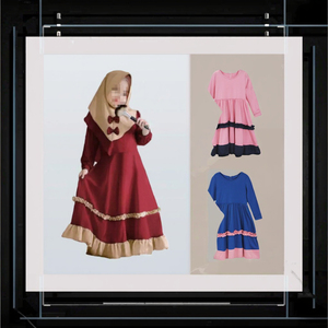 Ensemble de vêtements pour filles et enfants de style décontracté pour femmes, robe longue à manches longues + foulard pour l'automne, style musulman pour l'Aïd - Product Image 2