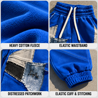 Pantalon de jogging patchwork personnalisé pour homme, en molleton de coton épais, avec cordon élastique et appliques effet vieilli, idéal pour un style décontracté urbain