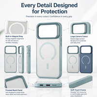 Casing HP Magnetik Frosted TPU PC, Nuansa Mewah Anti-Kotoran, Pelindung N52, Penyangga, untuk 18 16 15 14 Pro Max