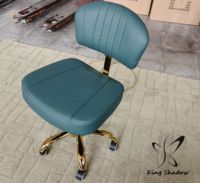 Siège et dossier en cuir PU confortables et stables réglables en hauteur chaise de tabouret de vanité en métal avec roues