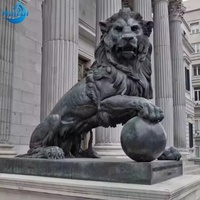 Statue de lion en bronze sur mesure, moules d'animaux, sculpture de lion antique en bronze pour jardin