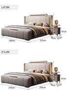 Cama Doble de Lujo Moderna de Alta Gama con Estructura de Madera, Tapizada en Tela Suave, con Luz LED, Sofá Multifuncional para Bodas