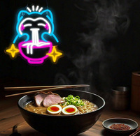 Signes flexibles au néon colorés avec acrylique Ramen nouilles chat caractère lumineux LED signalisation corps de lampe en Silicone pour la décoration d'affaires
