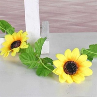 2Pcs Guirlande Artificielle de Tournesol Jaune Fleur Vigne Mariage Arche Florale Décor