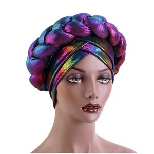 Nuevo Turbante Metálico <span class=keywords><strong>de</strong></span> Esponja para Exteriores, Estilo Africano, para Mujer, <span class=keywords><strong>de</strong></span> Poliéster, con <span class=keywords><strong>Trenzas</strong></span> Grandes, <span class=keywords><strong>de</strong></span> Lujo - Product Image 1