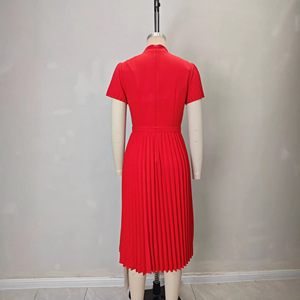 Abito Midi Elegante a Pieghe con Vita Impero e Collo Tondo per <span class=keywords><strong>Donna</strong></span>, Primavera-Estate - Product Image 5
