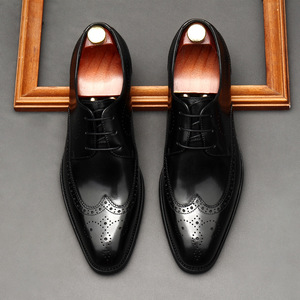 High-Quality Men's Leather Shoes <b>Pointed</b>-<b>Toe</b> Anti-Slip Suitable for Business Formal Occasions Weddings Parties - Product Image 6