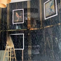 Panneau mural en marbre imperméable à haute brillance, feuilles de marbre en PVC flexibles avec revêtement UV, faciles à installer, panneaux muraux pour salle de bain DIY