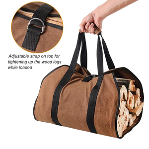 Grand sac de transport de bûches en toile Sac fourre-tout en bois de chauffage ciré robuste pour les poêles à bois d'intérieur Sac de rangement en bois pour le <span class=keywords><strong>camping</strong></span> en plein air - Product Image 6