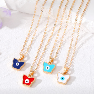 Collana coreana con farfalla eterea, squisito ciondolo a occhio di <span class=keywords><strong>diavolo</strong></span>, accessorio alla moda per maglione, vendita all'ingrosso - Product Image 1