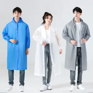 Adult Rain Coat Poncho Reusable Plastic Raincoats Waterproof Button Hooded Eva Raincoat