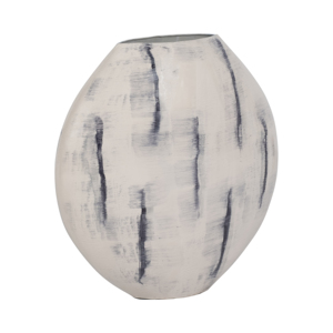 Vaso in Ceramica Rotondo con Finitura Spazzolata Grigia per Arredamento Soggiorno Stile Accent - Product Image 2