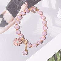 Nouveaux bracelets en cristal de verre à la mode, fleurs colorées pour le bricolage, style simple pour les étudiantes, filles, joli bracelet chaîne de bijoux