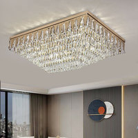Lustre rectangulaire moderne de luxe en cristal K9 pour salon et chambre à coucher, indice de protection IP65