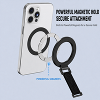 Support de téléphone magnétique en alliage d'aluminium Q1 avec anneau flexible, hauteur réglable et base rotative pour bureau et avion