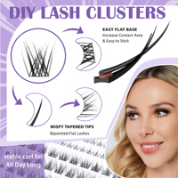 Ensemble de faux cils synthétiques réutilisables à grande capacité, segmentés, auto-adhésifs, naturels, denses, effet bouclé, individuels