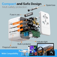Worldplug tout-en-un 5.6A adaptateur de prise de voyage universel chargeur universel 10A adaptateur secteur Type C/G/A/I 2 USB NFC fabriqué en cuivre
