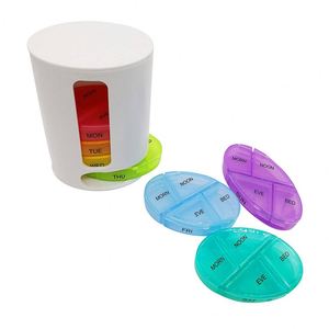 28 Compartments Organizer Tower Pill Case Small Pill Box <b>7</b> Day <b>Tablet</b> Sorter Box Stock Pill Box - Product Image 2