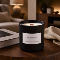 Bougie en cire de soja à mèche en bois crépitante, mèche en forme de S, bougie aromatique en pot 140g 240g pour chambre à coucher, salle de bain, emballée en coffret cadeau