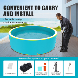 Piscine <span class=keywords><strong>gonflable</strong></span> portable pour adultes, fabriquée par OEM, en PVC DWF, 2x2x0.5m, résistante aux UV, compatible avec l'eau salée, pour utilisation en jardin - Product Image 6
